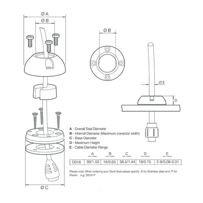 Scanstrut DS16-S Vertical Cable Seal - Stainless Steel - image 2