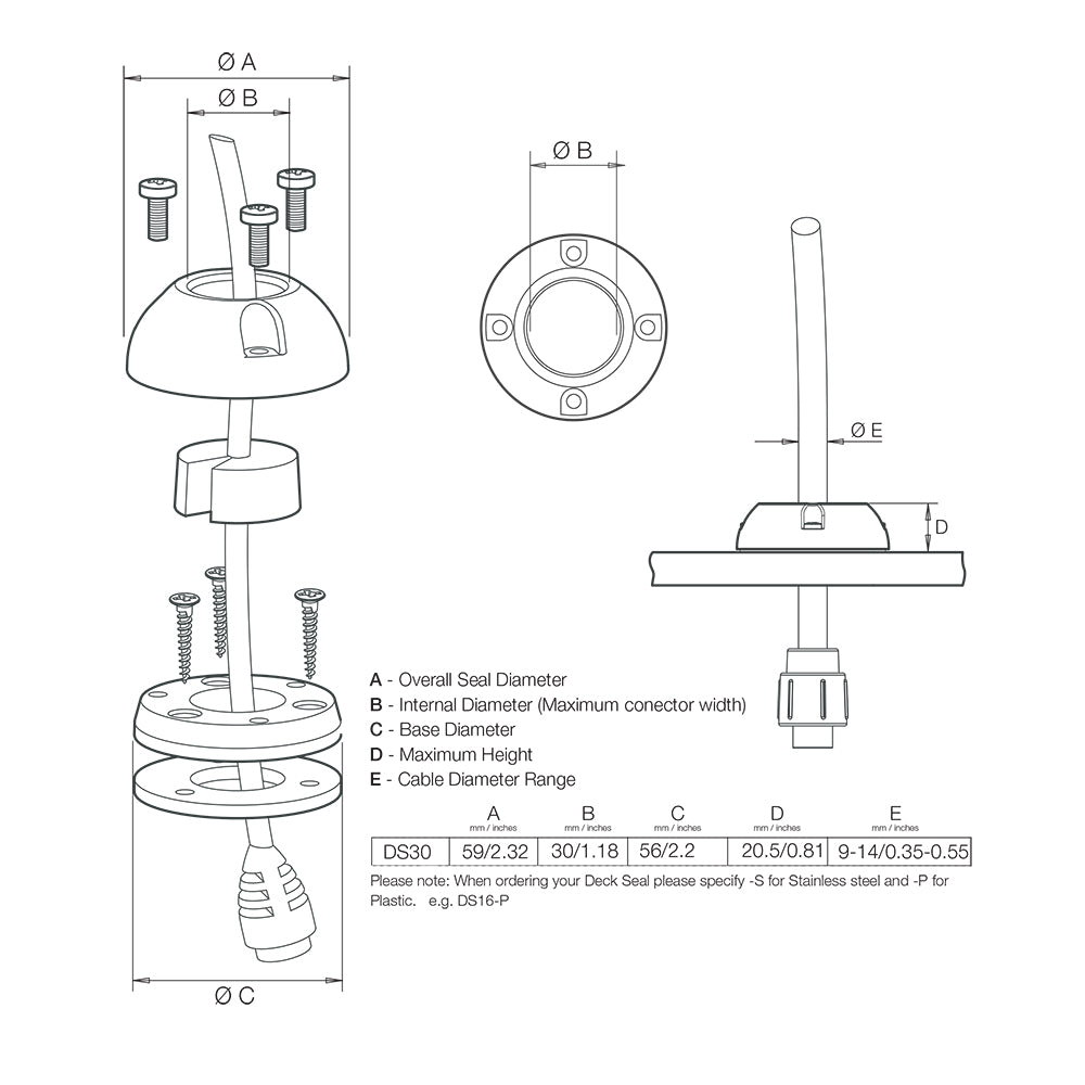 Scanstrut DS30-S Vertical Cable Seal - Stainless Steel - image 2