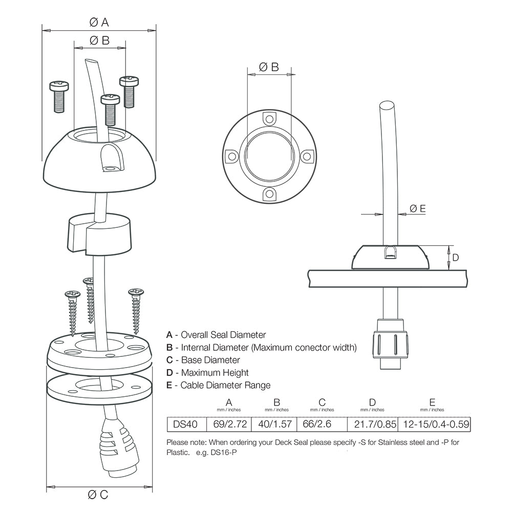 Scanstrut DS40-S Vertical Cable Seal - Stainless Steel - image 2