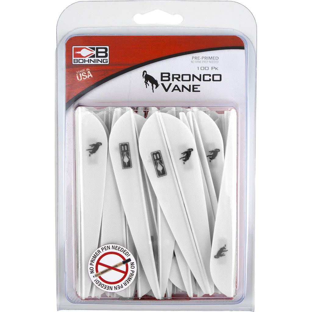 Bohning Bronco Vanes White 4 in. 100 pk.