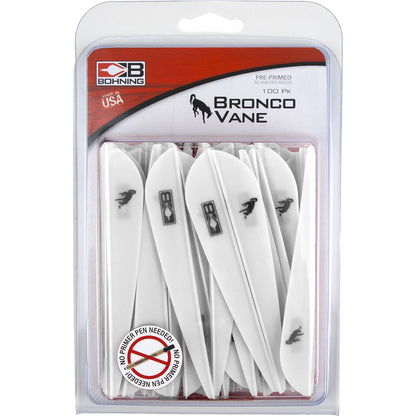 Bohning Bronco Vanes White 4 in. 100 pk.