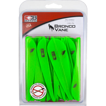 Bohning Bronco Vanes Neon Green 4 in. 100 pk.