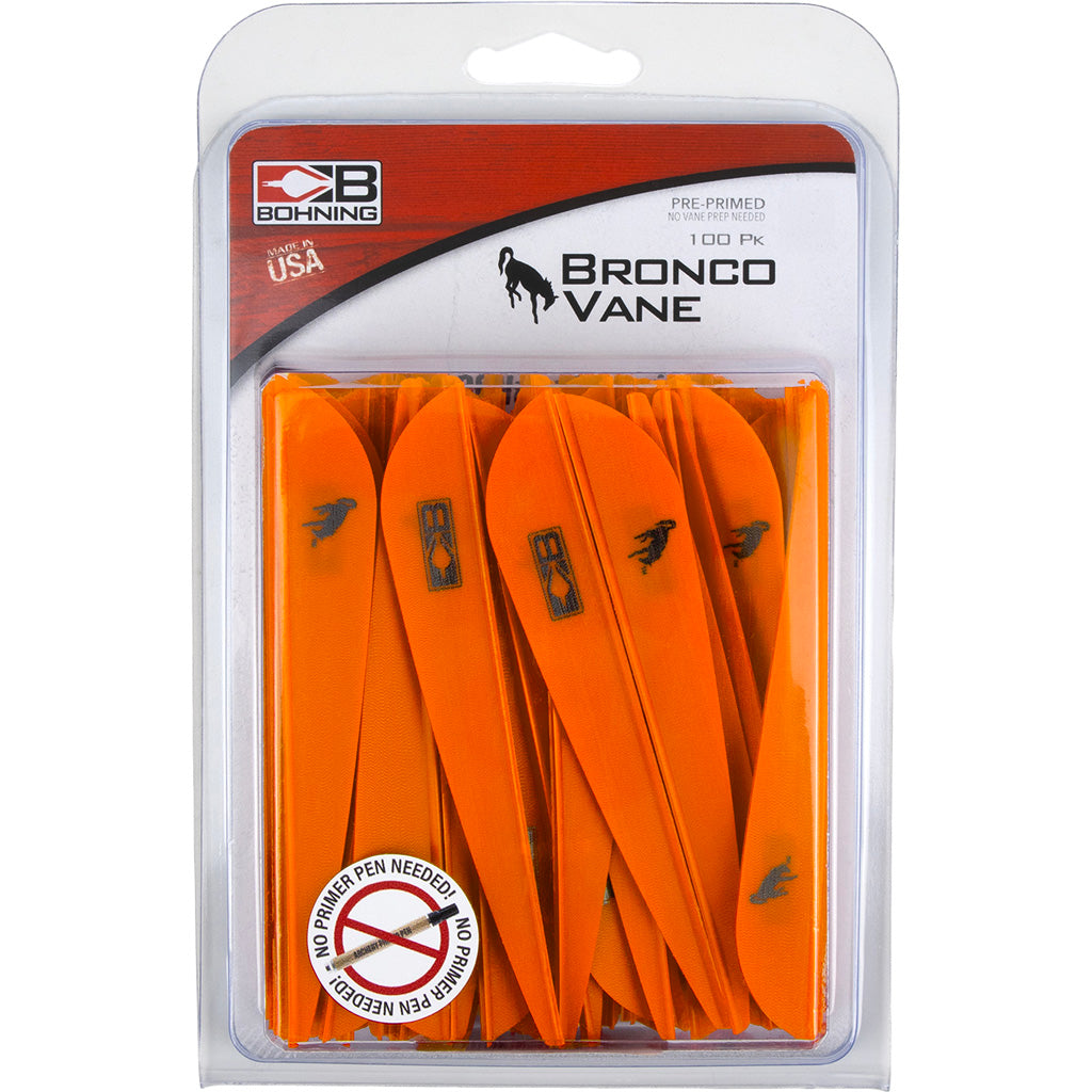 Bohning Bronco Vanes Neon Orange 4 in. 100 pk.
