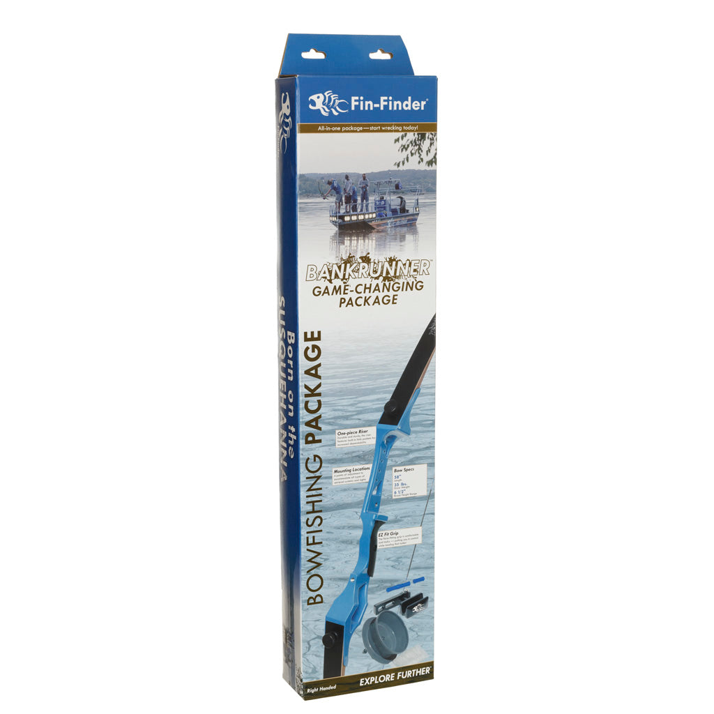 Fin Finder Bank Runner Bowfishing Recurve Package with Drum Reel Package Blue 58 in. 35 lbs. RH