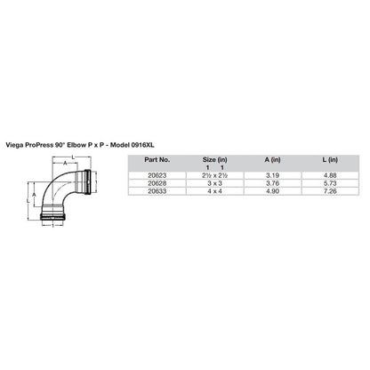 Viega ProPress 2-1/2" - 90° Copper Elbow - Double Press Connection - Smart Connect Technology - image 2