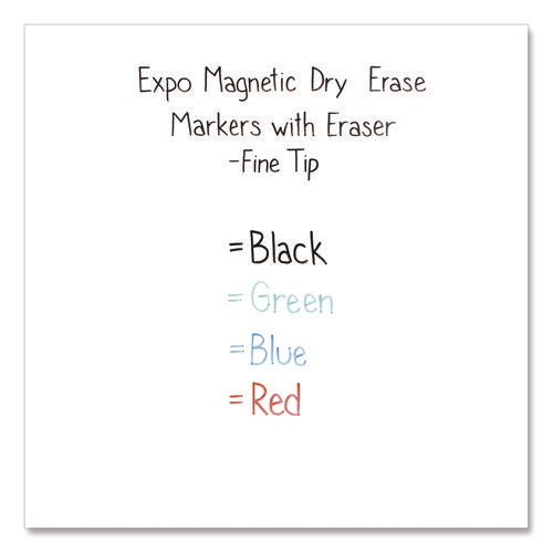 Magnetic Dry Erase Marker, Fine Bullet Tip, Assorted Colors, 4/Pack