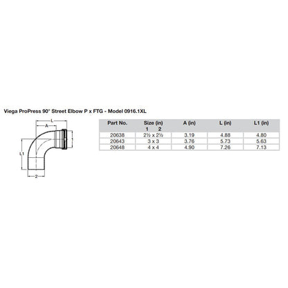 Viega ProPress 2-1/2" - 90° Copper Elbow - Street/Press Connection - Smart Connect Technology - image 2