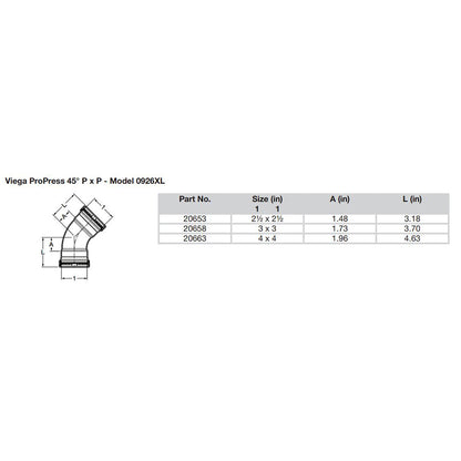 Viega ProPress 2-1/2" - 45° Copper Elbow - Double Press Connection - Smart Connect Technology - image 2
