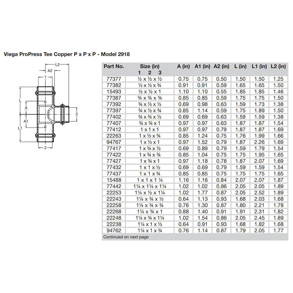 Viega ProPress 1/2" Copper Tee - Triple Press Connection - Smart Connect Technology - image 2