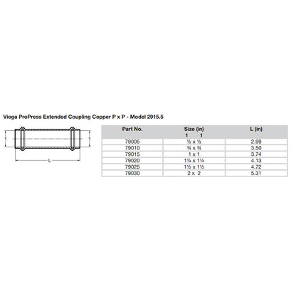 Viega ProPress 1" Extended Coupling w/o Stop - Double Press Connection - Smart Connect Technology - image 2