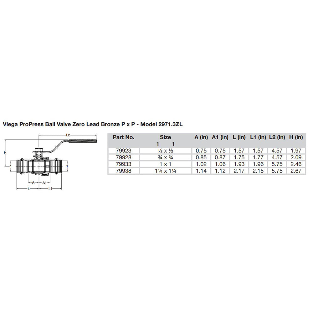 Viega ProPress 1" Zero Lead Bronze Ball Valve w/Stainless Stem - Double Press Connection - Smart Connect Technology - image 2