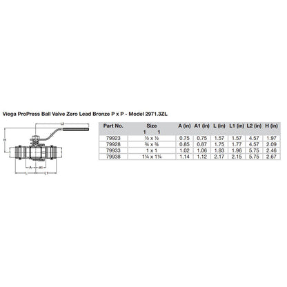 Viega ProPress 1" Zero Lead Bronze Ball Valve w/Stainless Stem - Double Press Connection - Smart Connect Technology - image 2