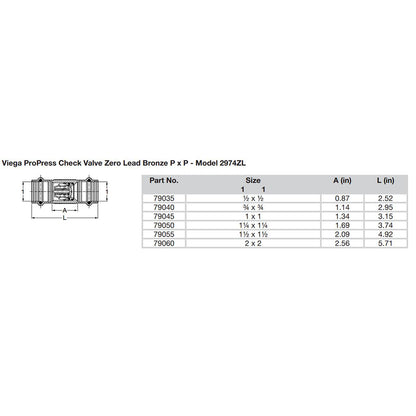 Viega ProPress 1" Zero Lead Check Valve - Double Press Connection - Smart Connect Technology - image 2