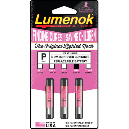 Lumenok Crossbow Nocks Pink Flat Gold Tip 3 pk.