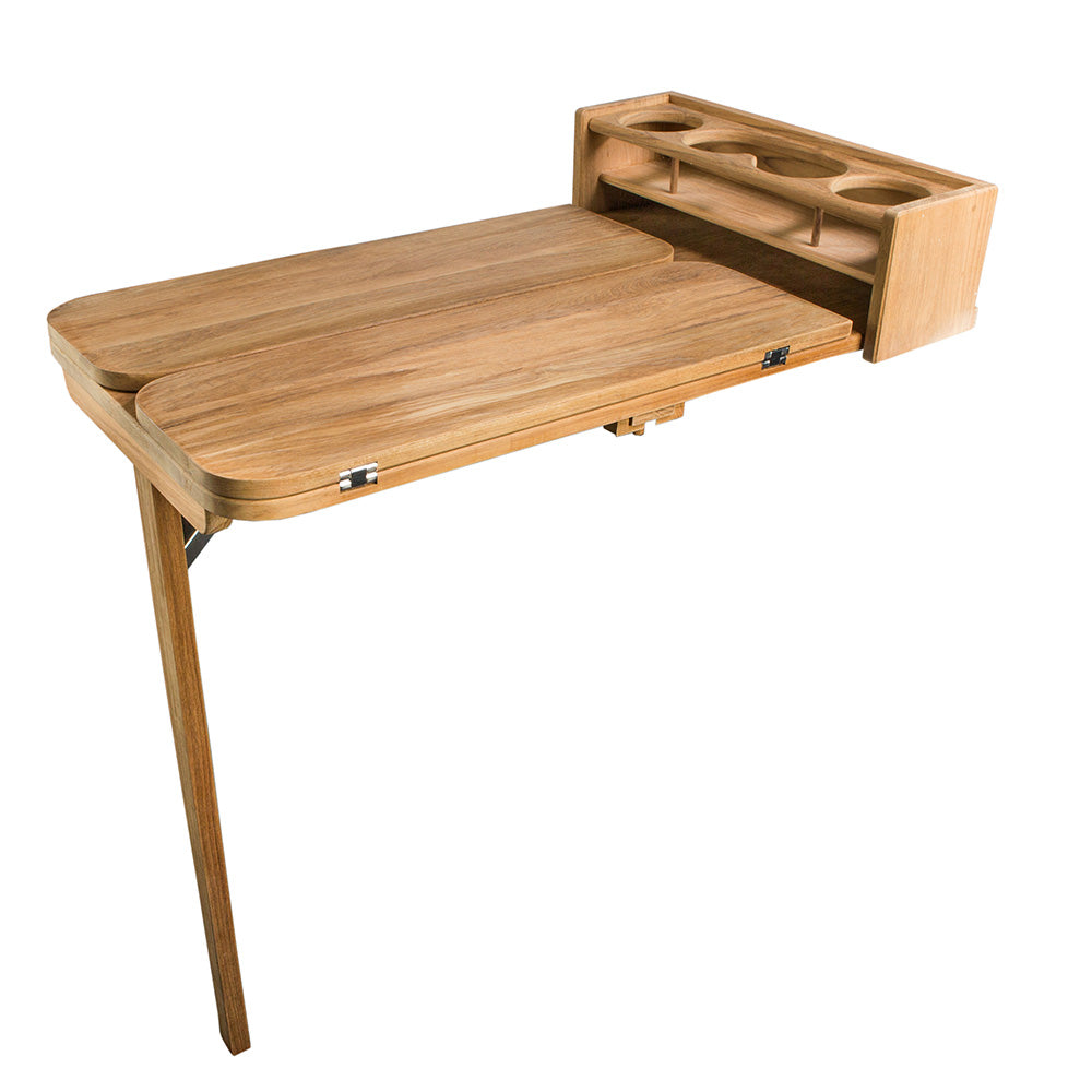 Whitecap Cockpit Table w/Folding Leaves & 4 Cupholders - Teak - image 2