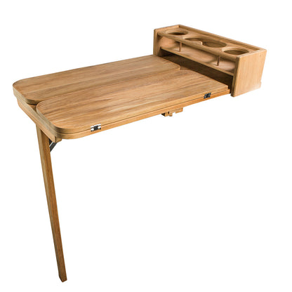 Whitecap Cockpit Table w/Folding Leaves & 4 Cupholders - Teak - image 2