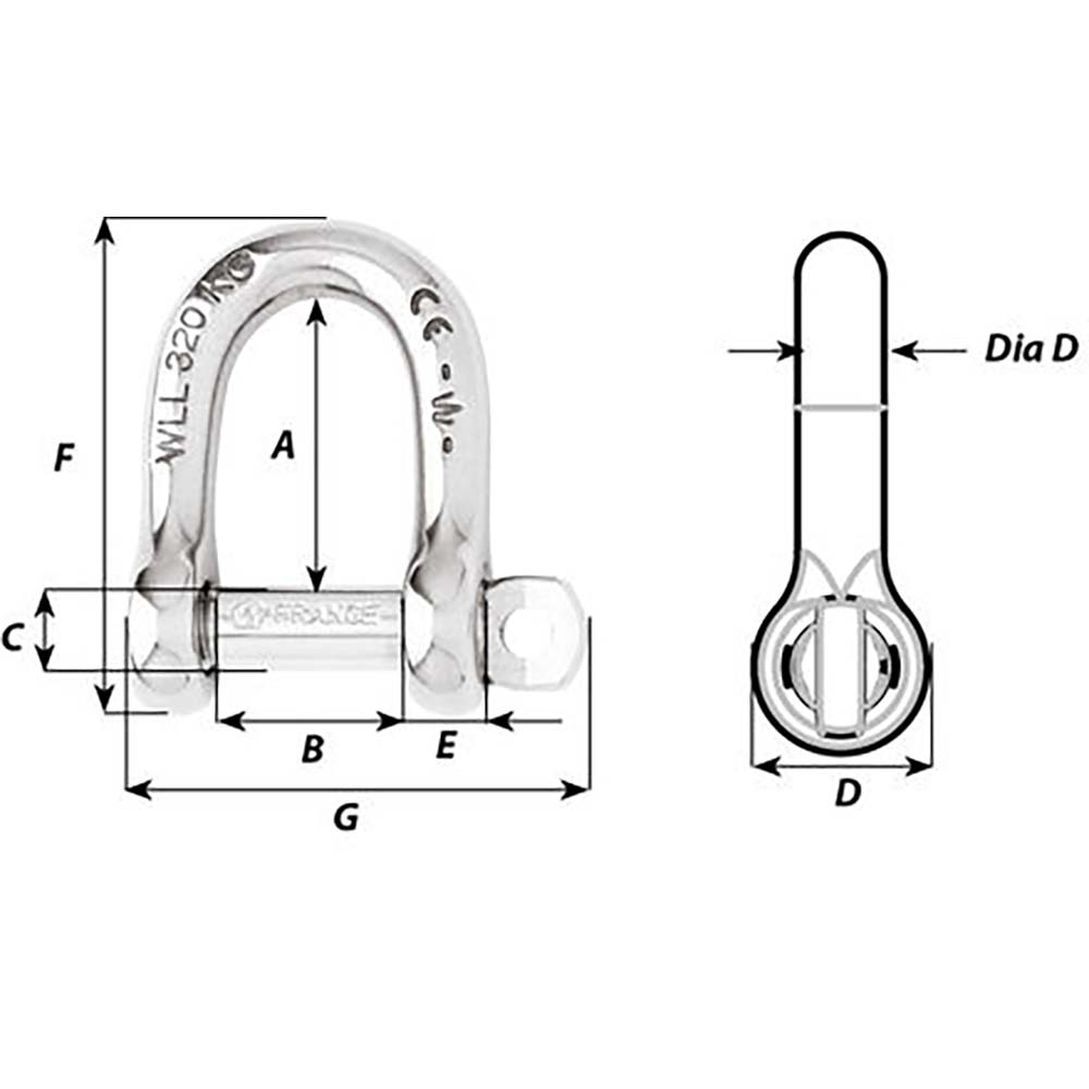 Wichard Self-Locking D Shackle - Diameter 5mm - 3/16" - image 2