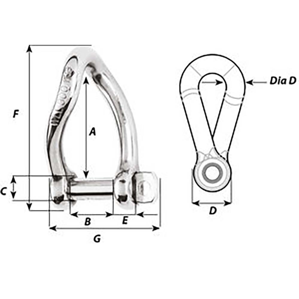 Wichard Self-Locking Twisted Shackle - Diameter 8mm - 5/16" - image 2