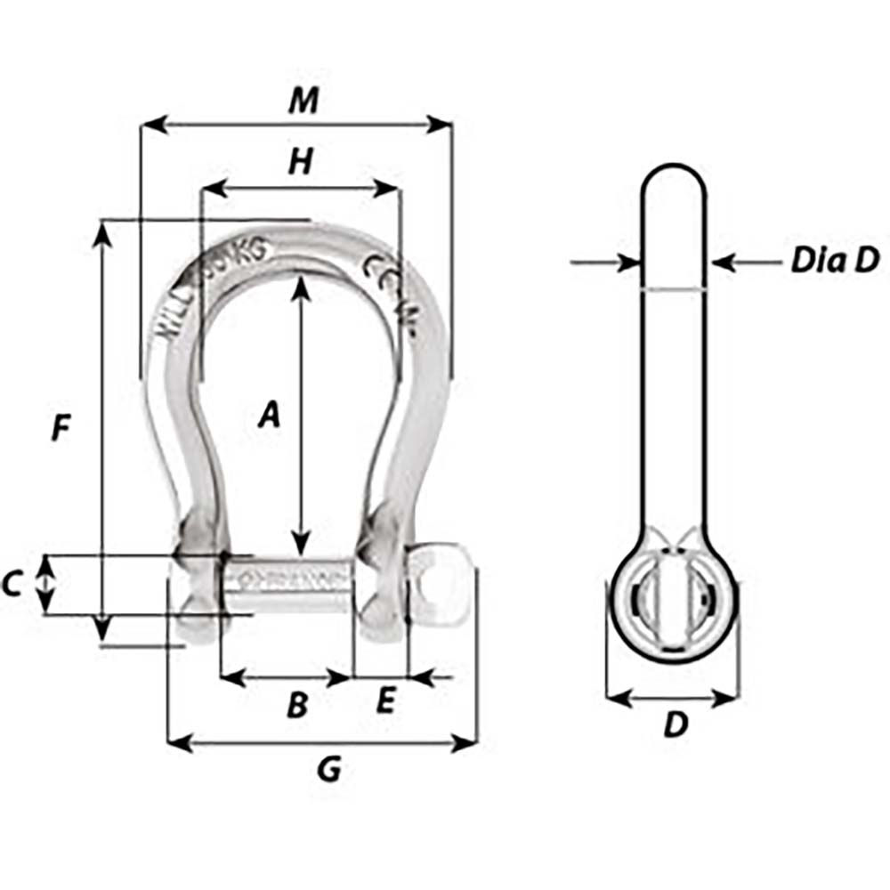 Wichard Self-Locking Bow Shackle - Diameter 6mm - 1/4" - image 2