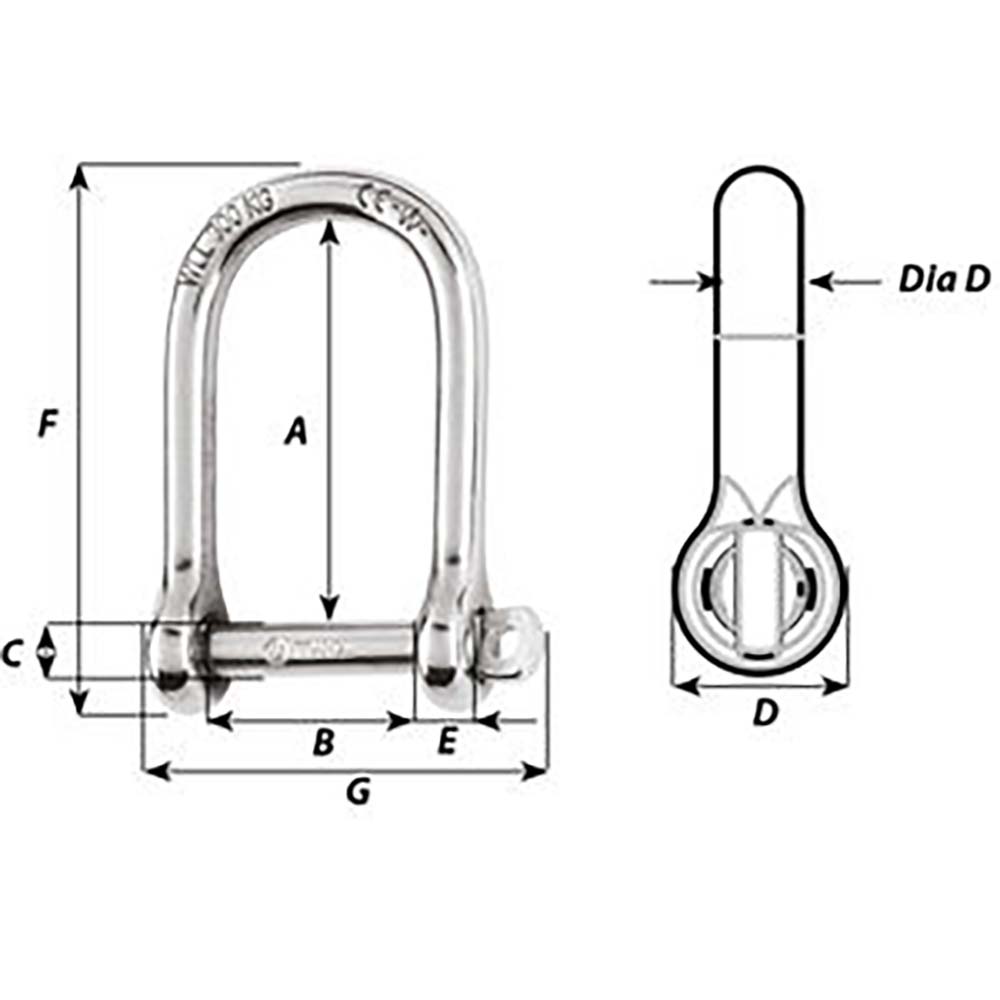 Wichard Self-Locking Large Shackle - Diameter 5mm - 3/16" - image 2