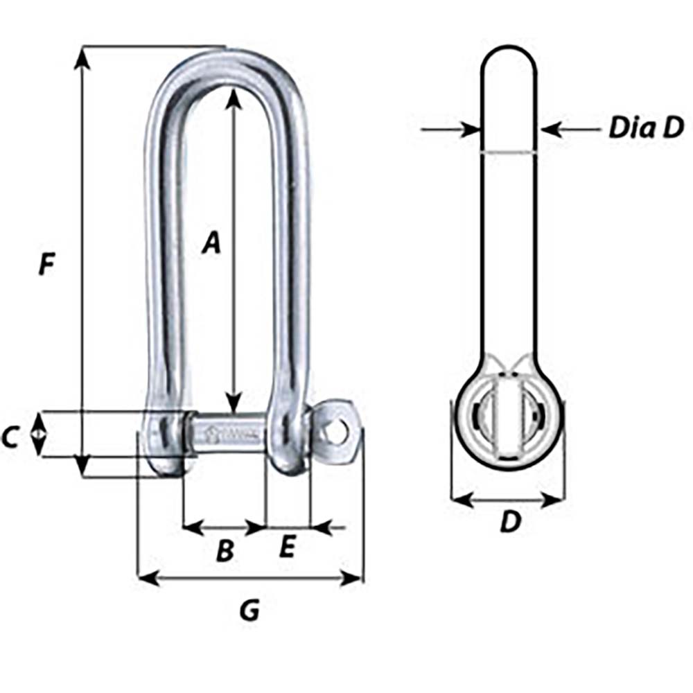 Wichard Captive Pin Long D Shackle - Diameter 8mm - 5/16" - image 2
