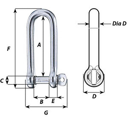 Wichard Captive Pin Long D Shackle - Diameter 10mm - 13/32" - image 2