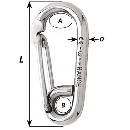 Wichard Symmetric Carbine Hook - Length 80mm - 5/16" - image 2