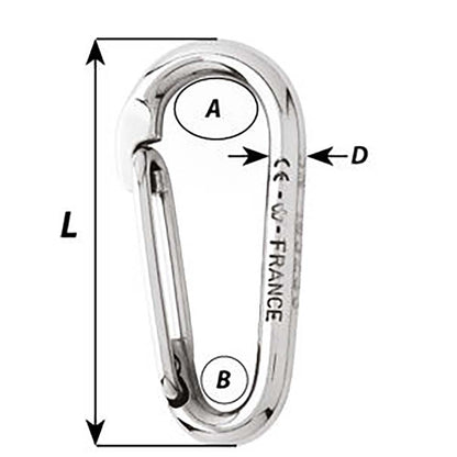 Wichard Symmetric Carbine Hook Without Eye - Length 80mm - 5/16" - image 2