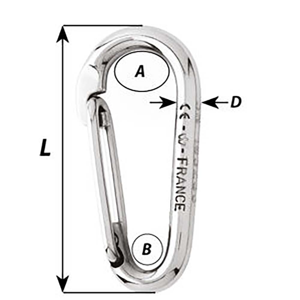 Wichard Symmetric Carbine Hook Without Eye - Length 100mm - 13/32" - image 2