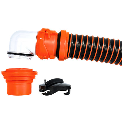 Camco RhinoEXTREME 15' Sewer Hose Kit w/Swivel Fitting 4 In 1 Elbow Caps - image 2