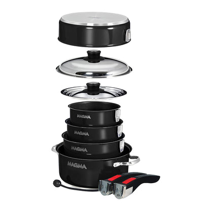 Magma Nestable 10 Piece Induction Non-Stick Enamel Finish Cookware Set - Jet Black - image 2