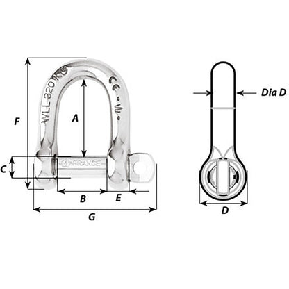 Wichard Not Self-Locking D Shackle - 14mm Diameter - 9/16" - image 2