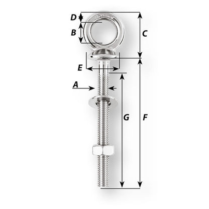 Wichard Eye Bolt - M10 x 150mm - Length 100mm - image 2