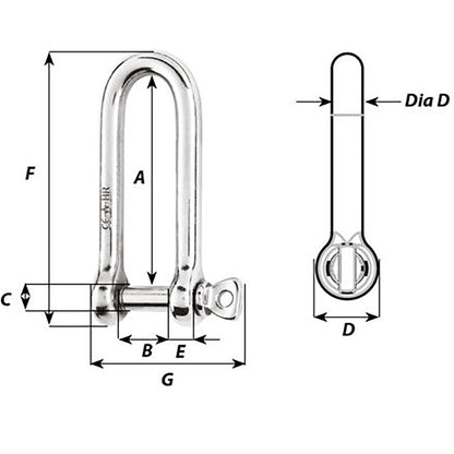 Wichard HR Long D Shackle - 10mm Diameter - 25/64" - image 2