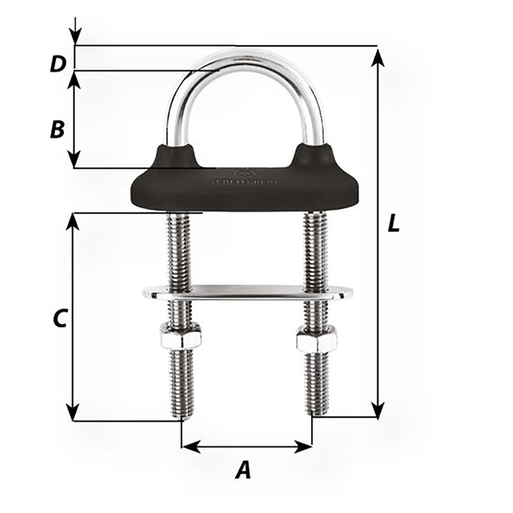 Wichard Black Watertight U-Bolt - 8mm Diameter - 5/16" - 100mm Length - 3-5/16" - image 2