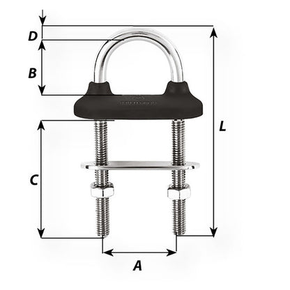 Wichard Black Watertight U-Bolt - 8mm Diameter - 5/16" - 100mm Length - 3-5/16" - image 2