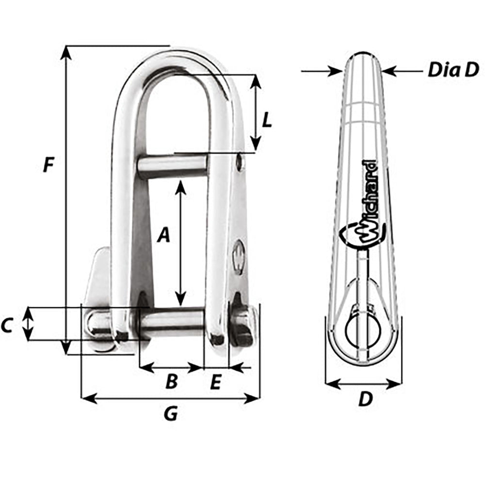 Wichard HR Key Pin Shackle With Bar - 5mm Pin Diameter - image 2