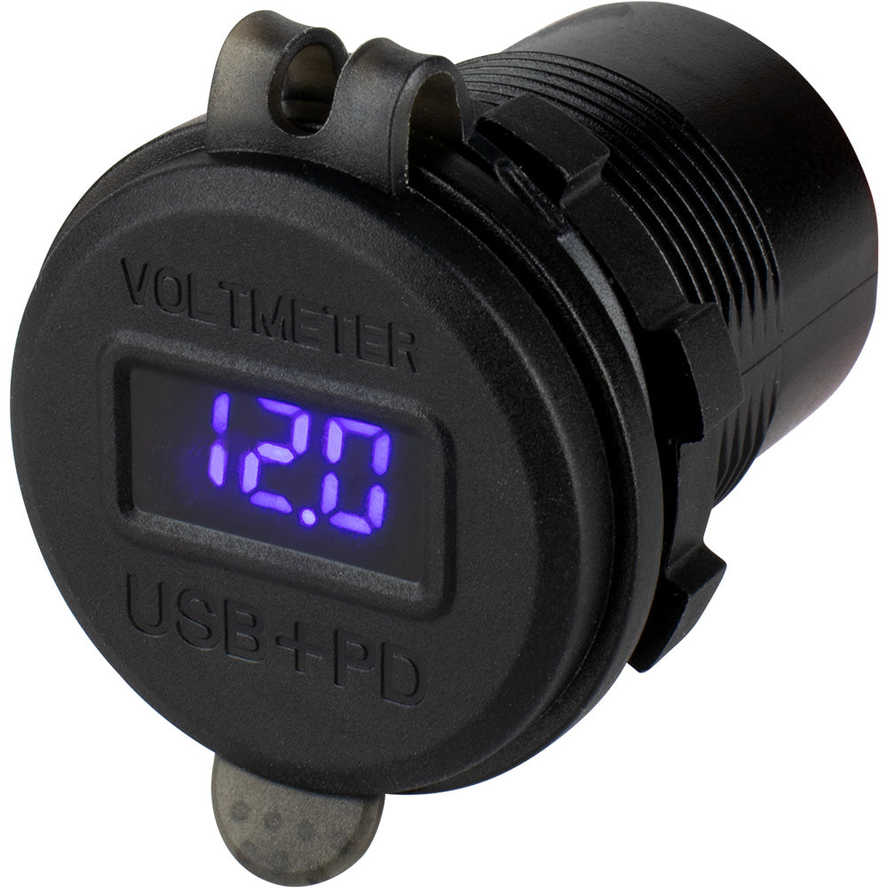Sea-Dog Round USB & USB-C Power Socket w/Hidden Voltmeter - image 2