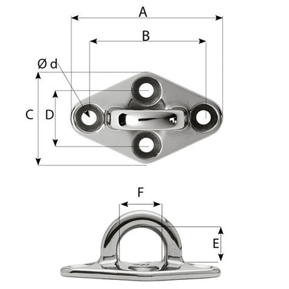Wichard Diamond Pad Eye - Round - 60mm Length (2-23/64") - M5 Screw - image 2